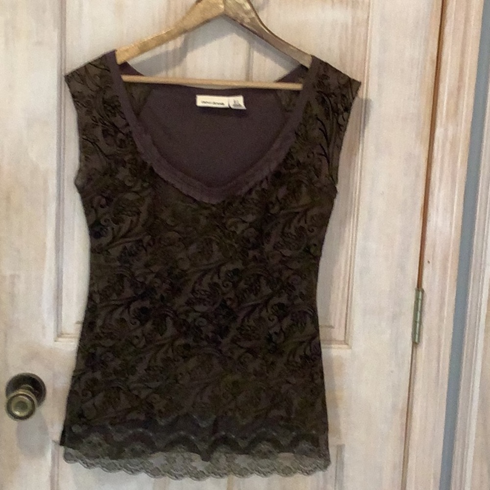 Dkny Black Sleeveless Fitted Tank Top